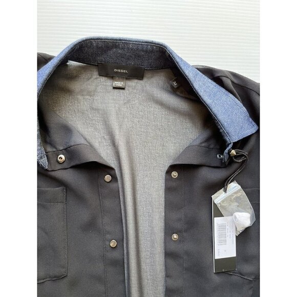 DIESEL Women's Black Chiffon Collared D-casey-b Pleated Shirt Dress DL12 $248 - Picture 4 of 11